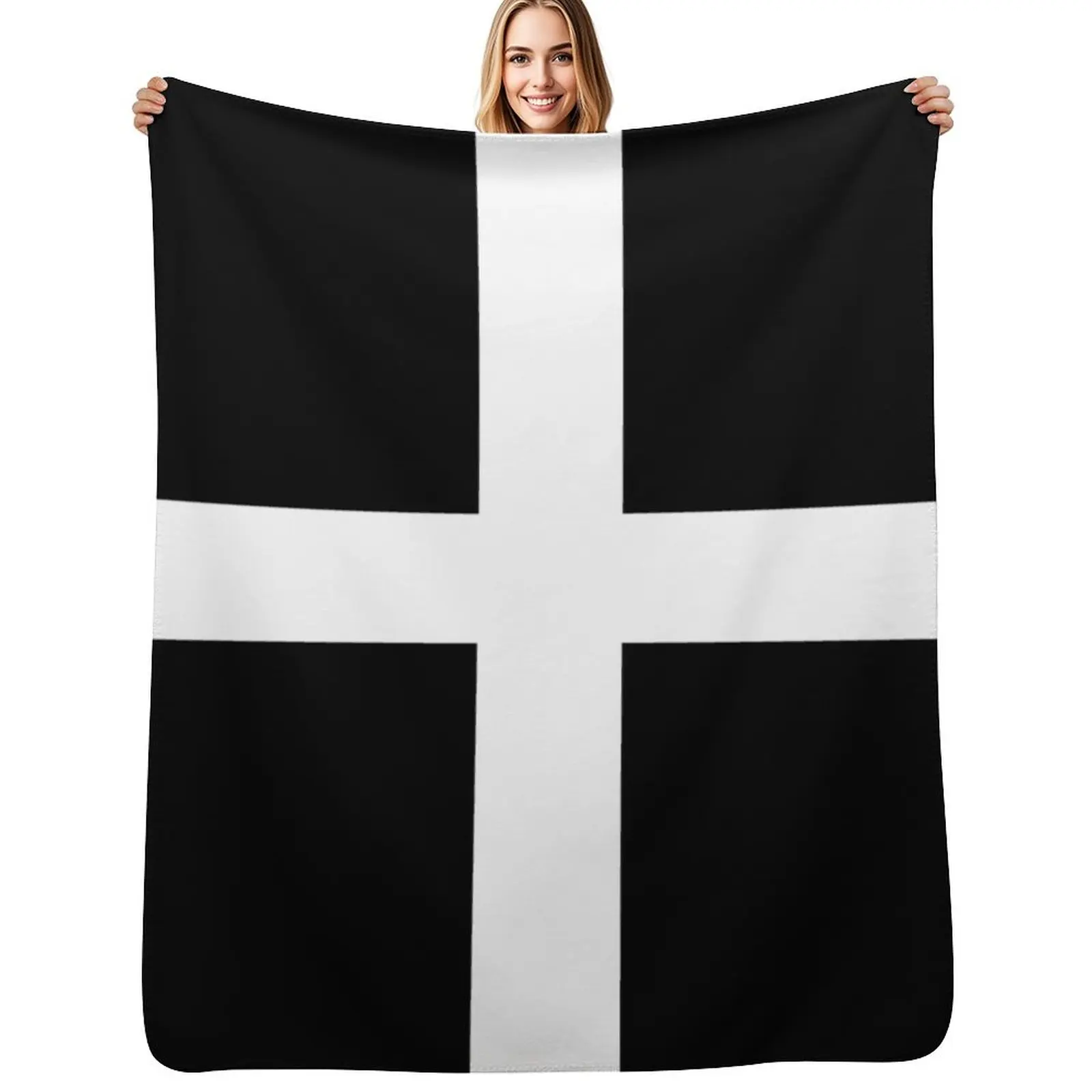 

Flag of Cornwall, St. Piran's Flag Throw Blanket Multi-Purpose Sofa Camping Vintage Blanket