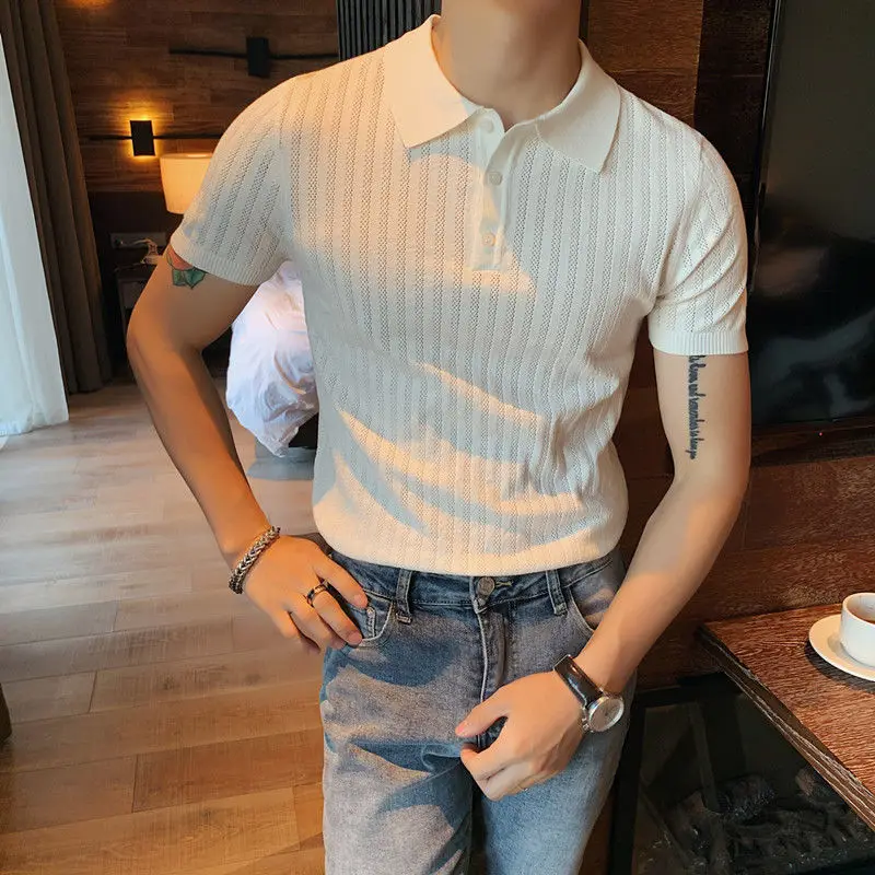 Smart Casual Solid Color Turn-down Collar Polos Spring Summer Simplicity Retro Comfortable Tops Slim 2024 Men\'s Clothing