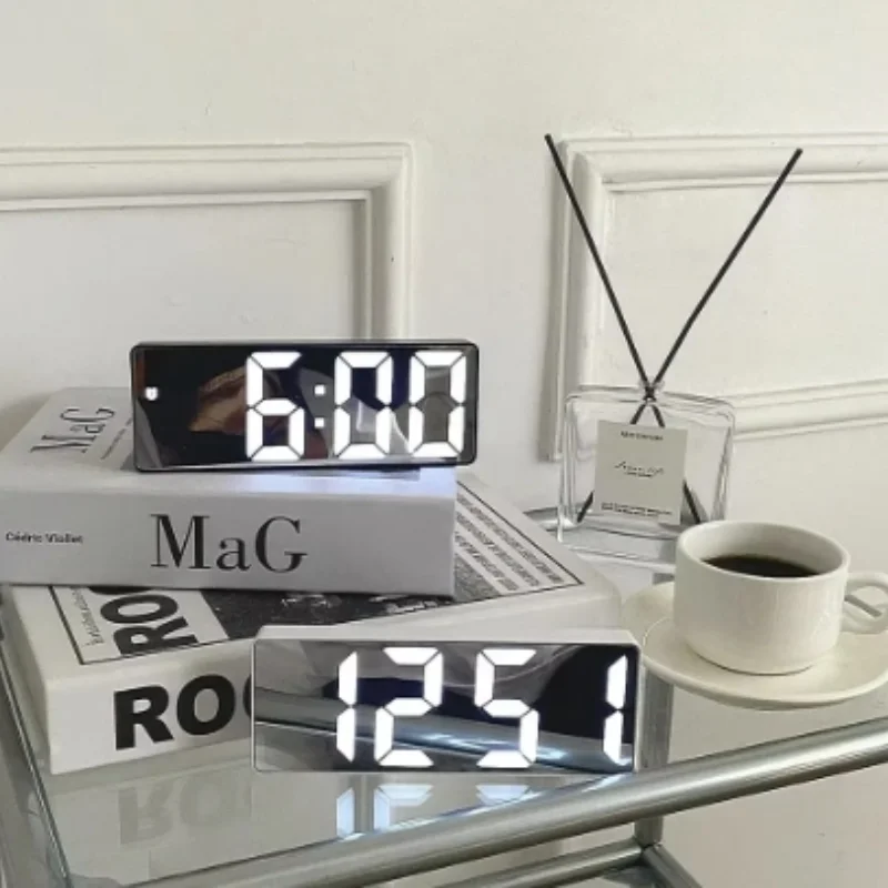 

Clock Desk Large Digital Wall Clock Desk Office Items Children's Curved Decorations. Alarm Electronics Electronic LED Mirror