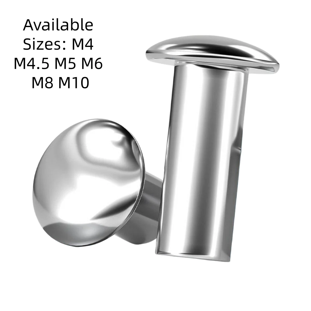 304 Stainless Steel Oval Truss Head Semi Tubular Rivets M4-M10 Hollow Shank Rivets Length 5-100mm