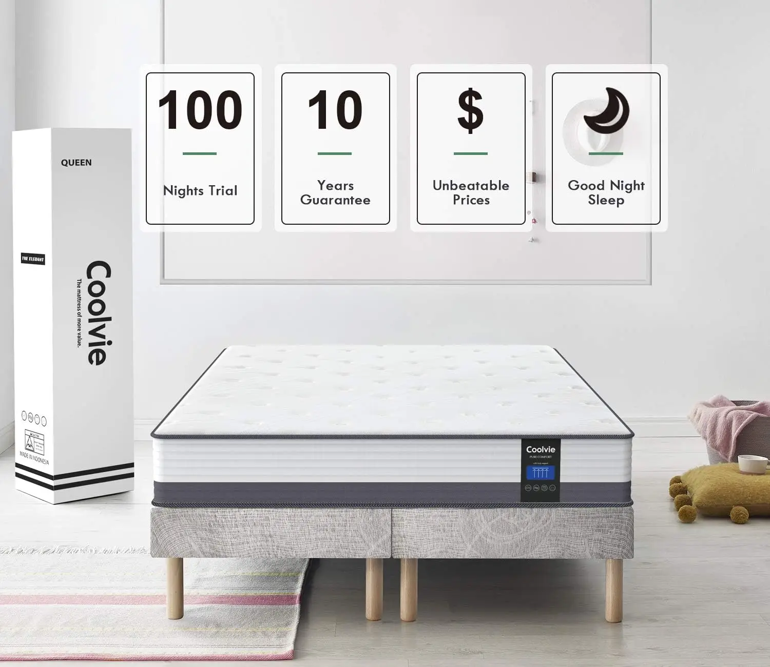 10 Inch Full Size Mattress, Full Hybrid Mattress Built in Pocketed Coils and Gel Memory Foam Layer, Low Motion Transfer