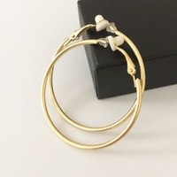 Circle Hoop Earrings Clip 7cm Golden Big Round Metal Earring without Piercing Fashion Jewelry Festival Birthday Gifts