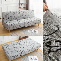 Printed Pattern Armless Sofa Bed Cover Stretch Anti-dirty Folding Seat Bed Slipcovers Couch Covers Elastic Settee Protectors 1PC