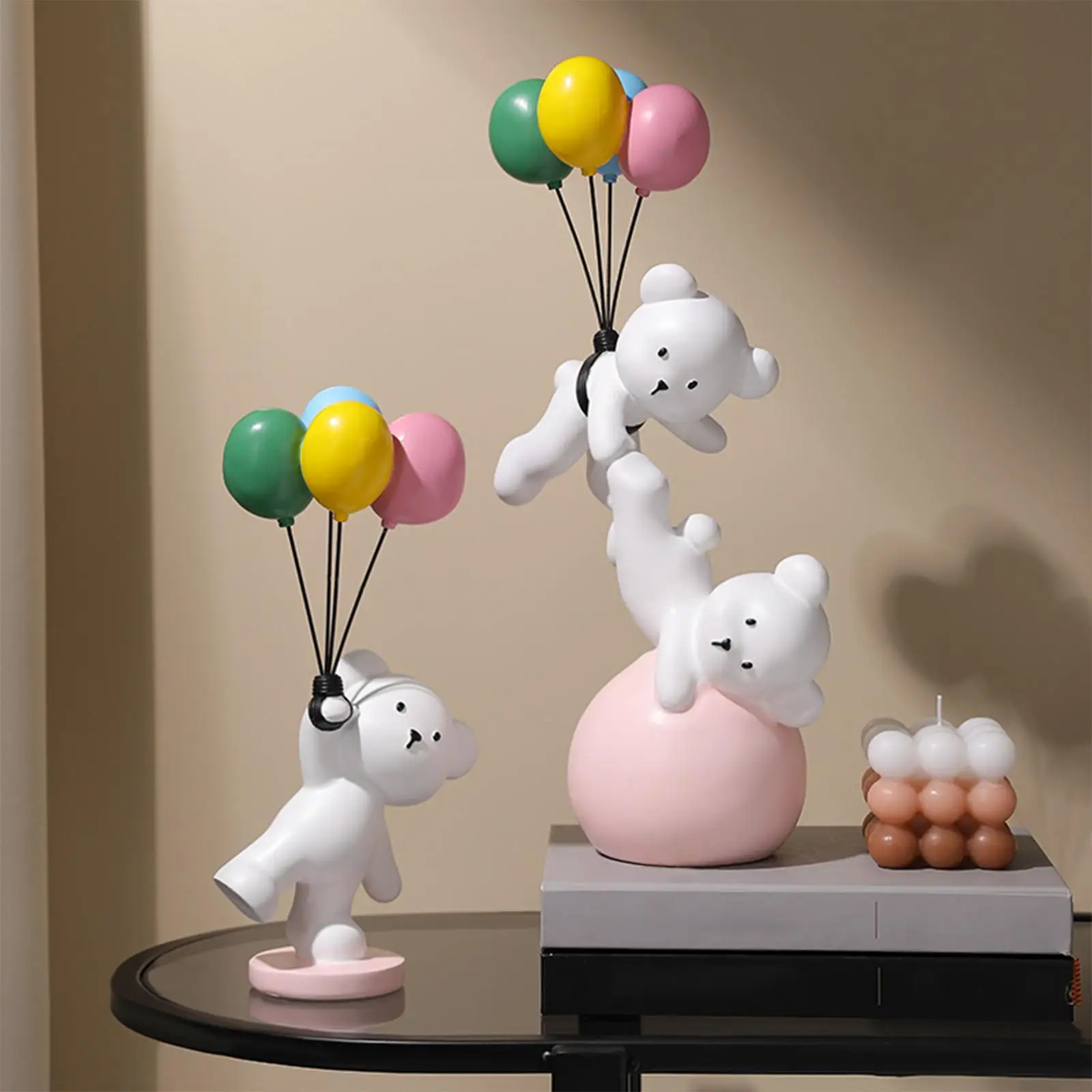 Modern Balloon Bear Figurine Ornaments Resin Statue Sculpture for Bookshelf