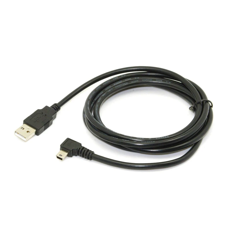 1.8M Mini Usb B Type 5pin Mannelijk 90 Graden Links Schuin Naar Usb 2.0 Mannelijke Datakabel Zwart Kleur