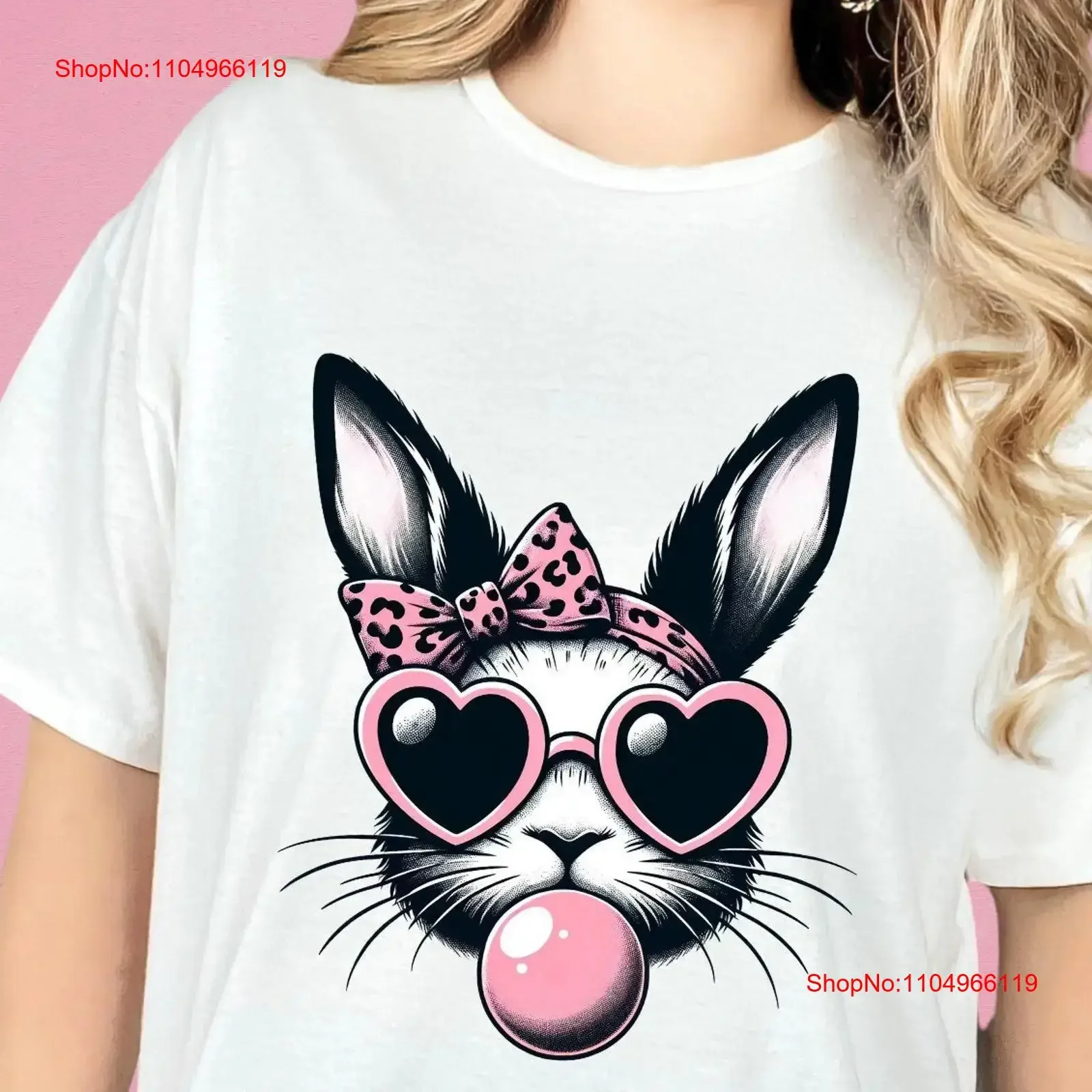 Camiseta de conejito de Pascua con pajarita de leopardo, gafas, diseño de rabino de chicle, ropa única de primavera, Top vintage lavado ligeramente