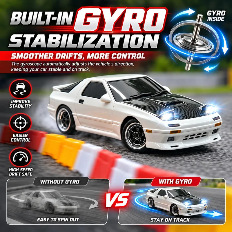 LDRC LD1802 Upgrade 1:18 RX-7 FC3S RC Drift Car Licensed Model 4WD Gyro Chassis Modular Battery LED Light RTR Remote Control Veh