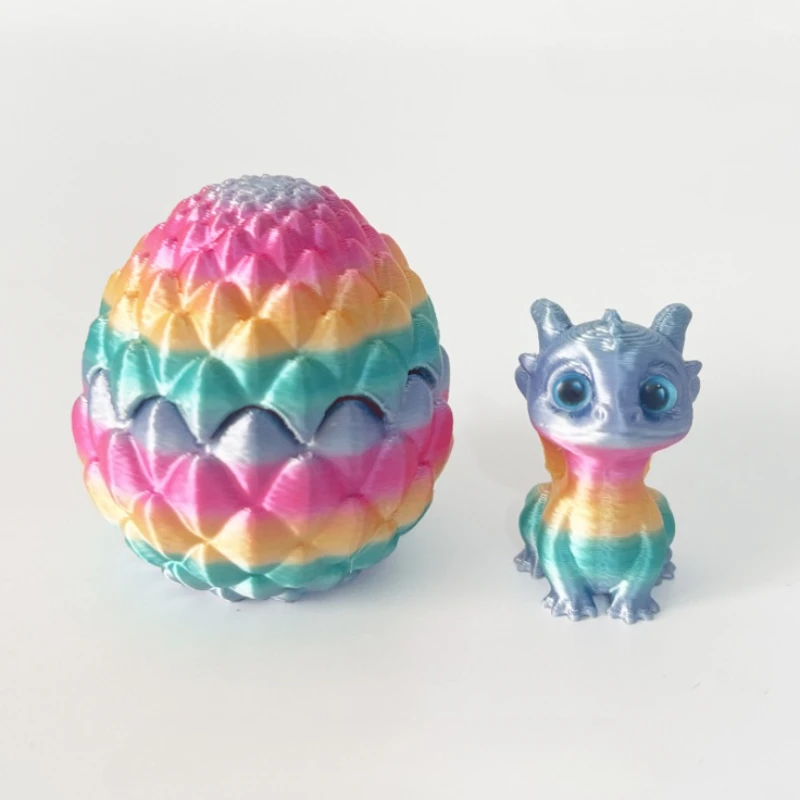 Śliczny Mini nadruk 3D Smok + Zestaw zabawek z jajkiem Kreatywna symulacja Model jajka smoka Ozdoby do dekoracji domu Prezenty dla dzieci