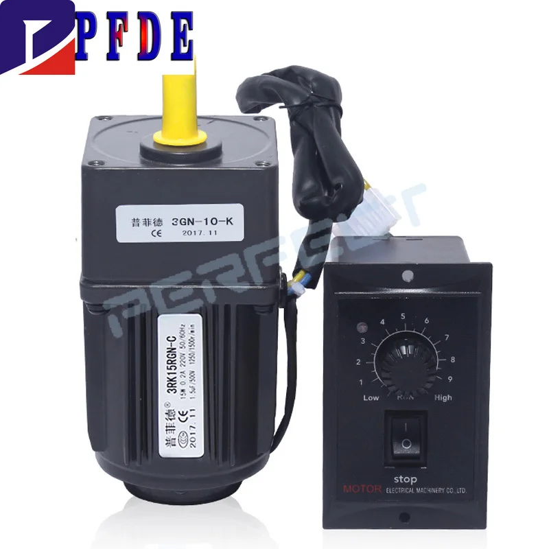 3RK15GN-C 220V AC Geared Motors 15W Single Phase Asynchronous Motor Gear Motor 10mm Motor Shaft+ Speed Controller 50/60hz