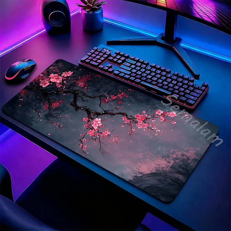 

Коврик для мыши с изображением цветов вишни, нескользящая резиновая основа, коврик для стола с фиксированным краем для компьютера, игр, офиса, ноутбука, рабочего стола, милый дизайн с сакурой