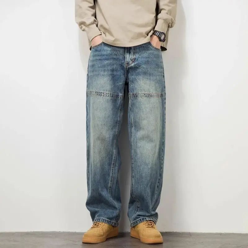 

2000s New Fashion Red Grey Washed Baggy Jeans Men Women American Streets Harajuku Gothic Skateboard Pants Vintage Street Clothes