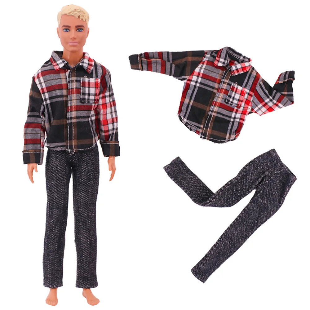 Ken Doll Clothes Handmade T-shirt + Trousers,Jacket+Shorts Suitable For 30cm Doll Fashion Outfit Casual Clothing Free Glasses