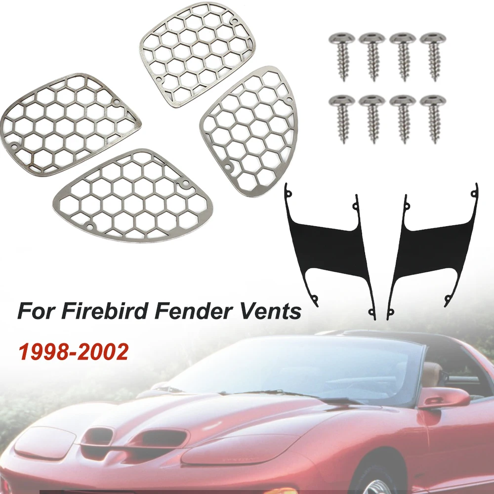 For 1998-2002 Trans Am WS6 Firebird Fender Vents Stainless Hex Screens Car Protective Net Kit