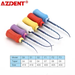 AZDENT-Lima rotativa para endodoncia Dental, accesorio de Odontología con calor activado, SX-F3, 25mm, 6 unids/caja