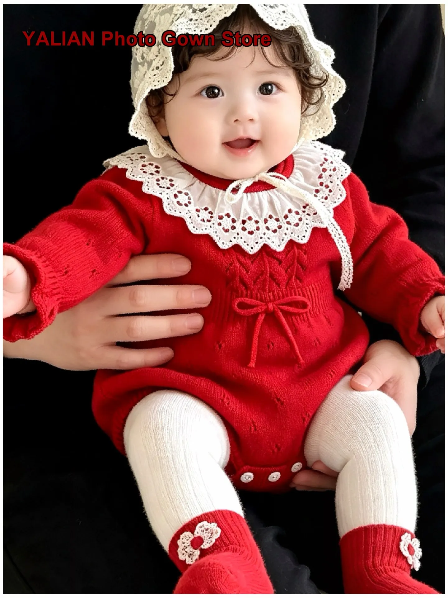 Baby Girl Elegant Princess Romper Autumn Winter Pure Cotton Knit Bodysuit