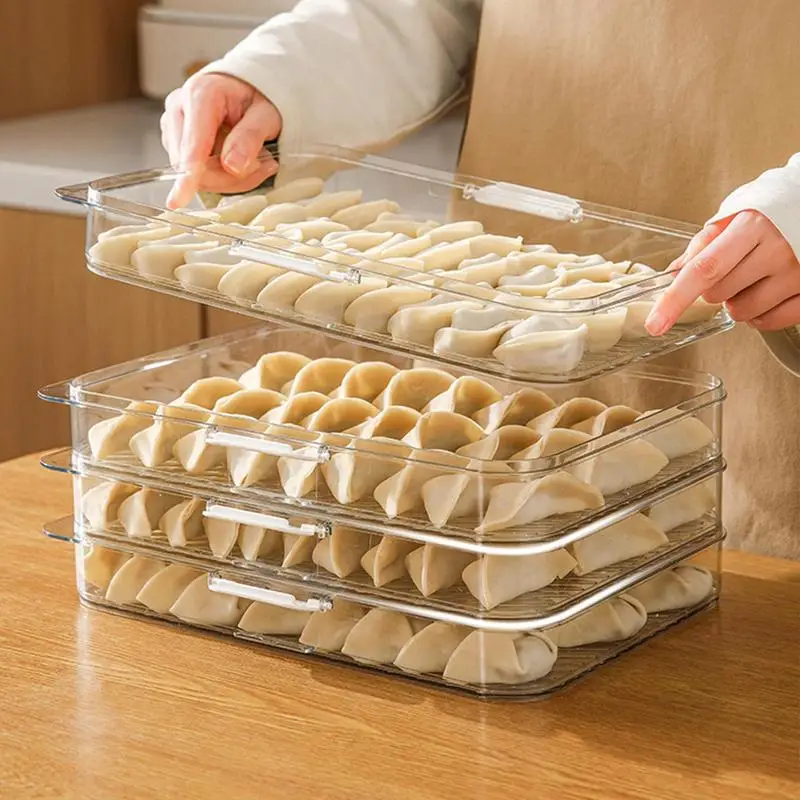 Dumpling Container for Freezer Wonton Date Timer Container dumpling storage box for Refrigerator Keep Fresh and Organized