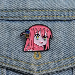 Japanese Cute Anime Brooches BOCCHI THE ROCK! Creative Pink Hair Girl Style Metal Badge Kawaii Anime Brooches