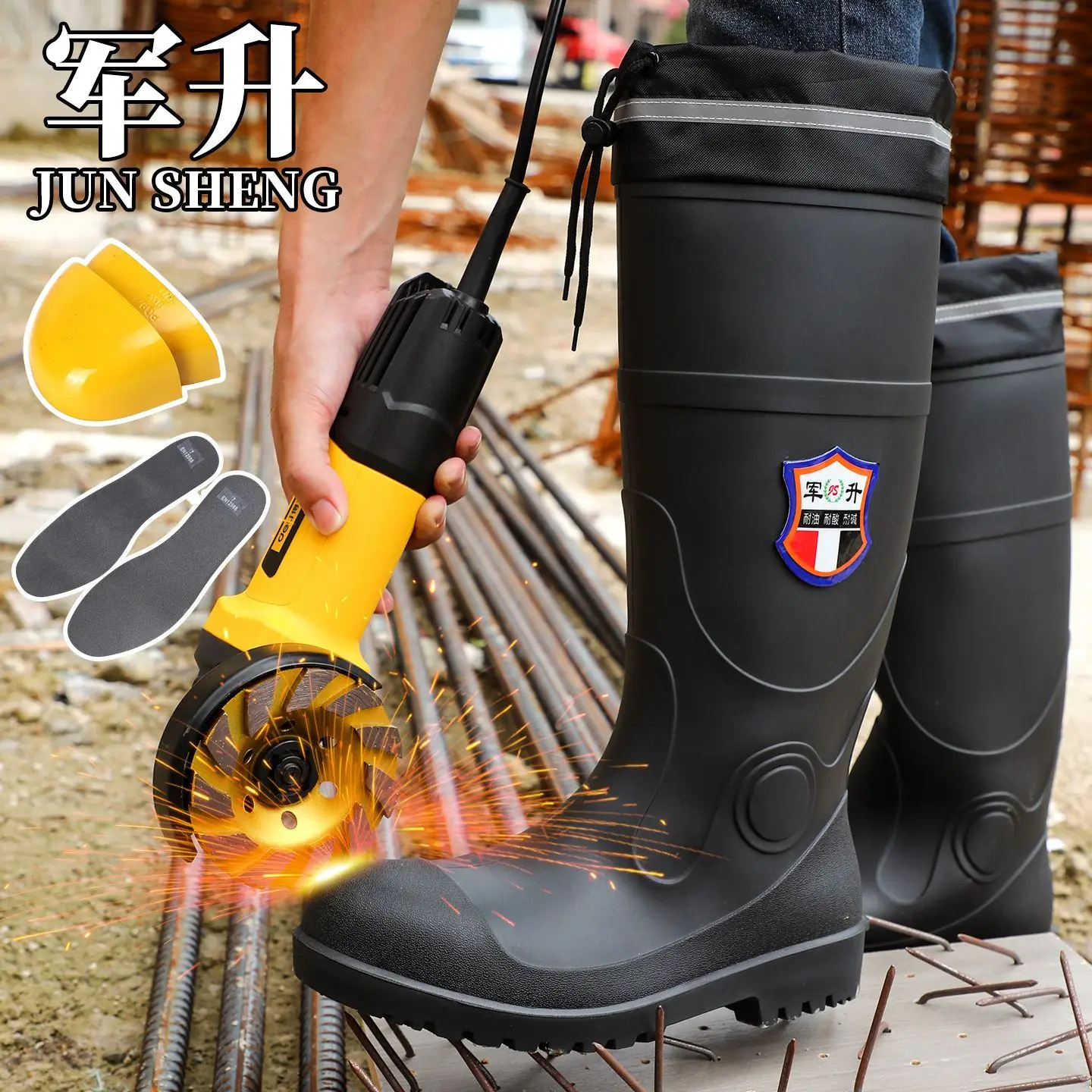 

Steel Toe Fleece Lined Rain Boots Men's Construction Site Anti Slip Warm Cotton Boots with Bull Tendon Wear Resistant Rubber ...