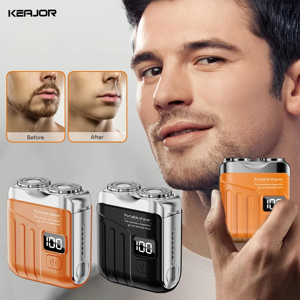 Electric Shaver For Men Beard Trimmer Dual Blades Razor Rechargeable Mini Portable Face Beard Shaver For Home Travel Wet Dry Use