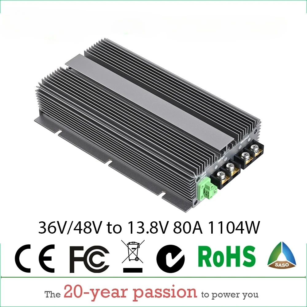 36V 48V 30-60V TO 13.8V 80A-150APower Supply Step Down DC DC Converter Voltage Regulator 48V-13.8VBuck For Golf Car Lights Radio