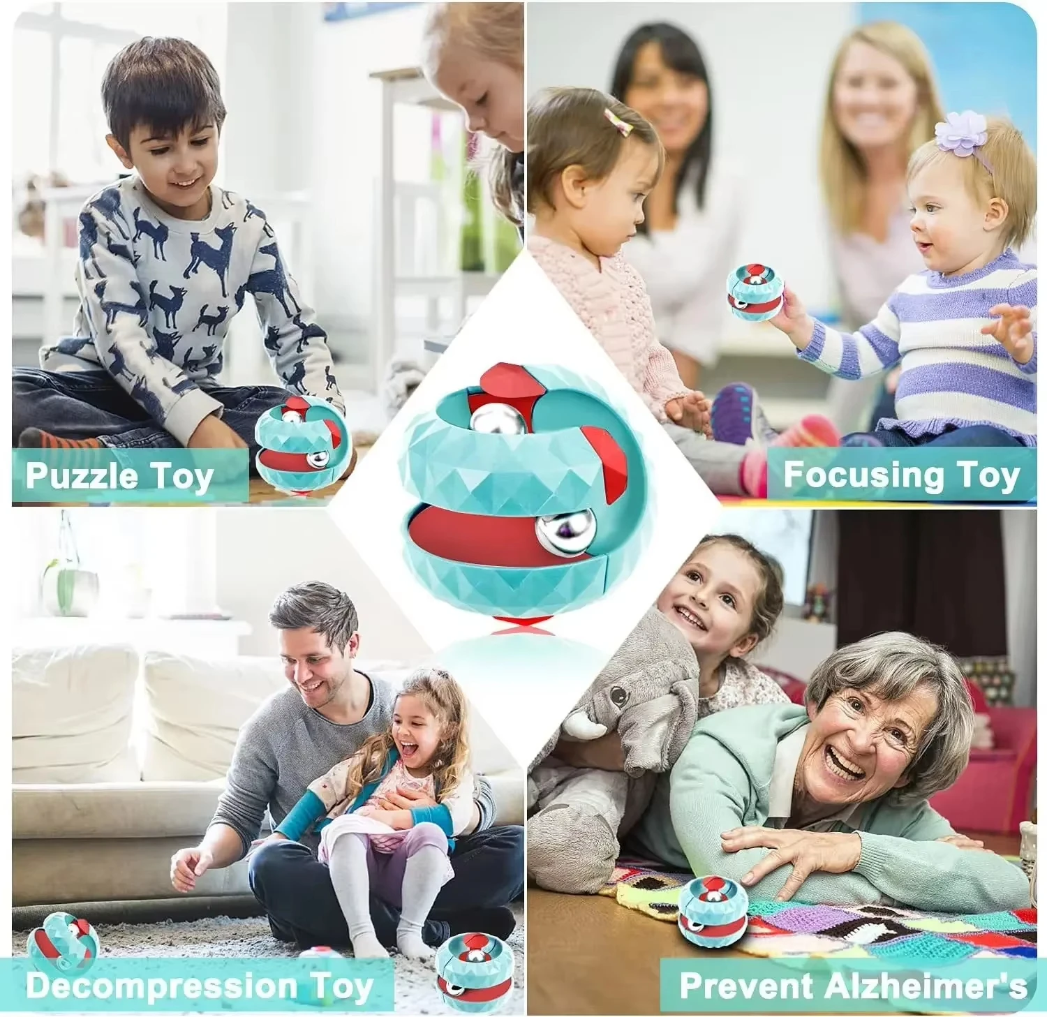 لعبة تخفيف التوتر للأطفال (مكعب الكرة المدارية) لعبة حسية لتخفيف التوتر سبيندر للأطفال هدية للأطفال تدريب التركيز