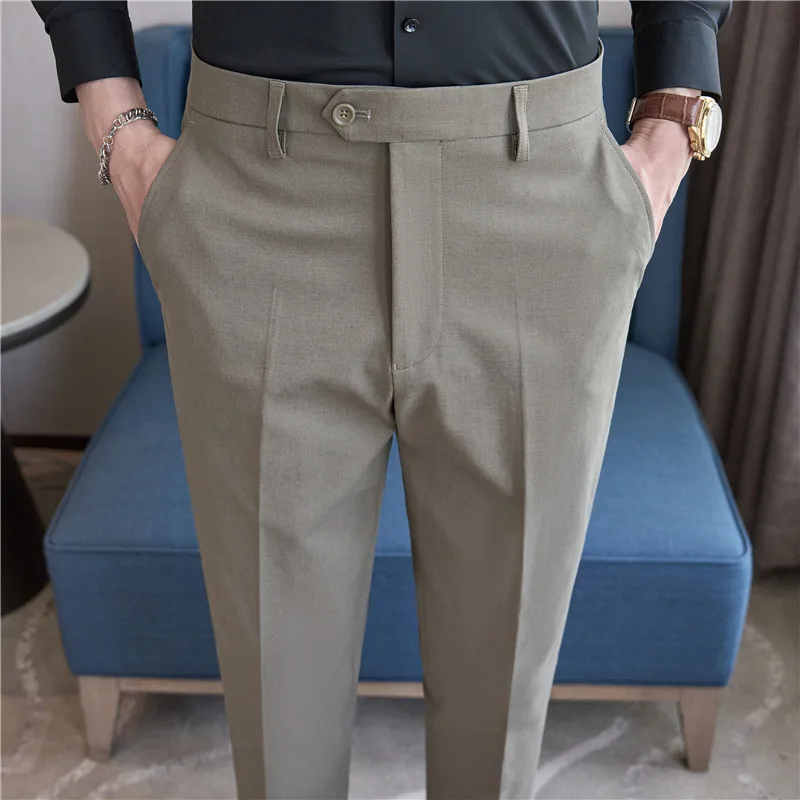 Spring New Solid Straight Casual Pant High Quality Fashion Simplicity Men Suit Pants Formal Business Office Social Trousers