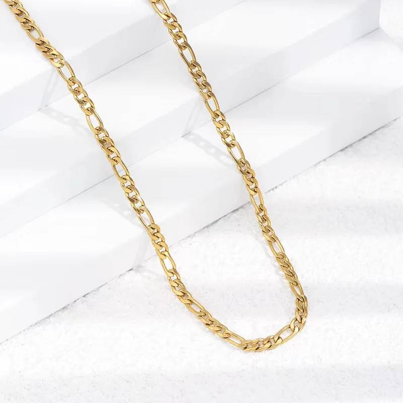 

20-60CM Hot sale 18K gold Filled 4MM Necklaces sideways chain for Men woman Boy lady fine Jewelrys Wedding party