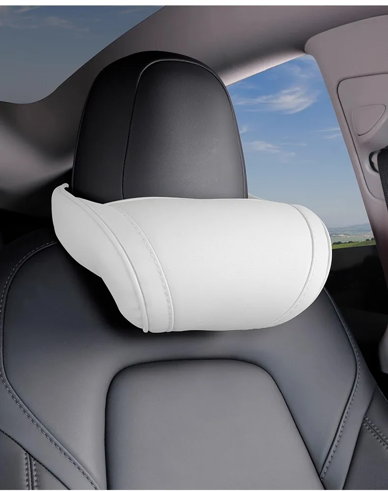Nackenkissen für Tesla Model 3/Y/X/S aus PU-Leder mit Memory-Schaum, Reise-Nackenstütze, 2025 Auto-Zubehör – Detail 17