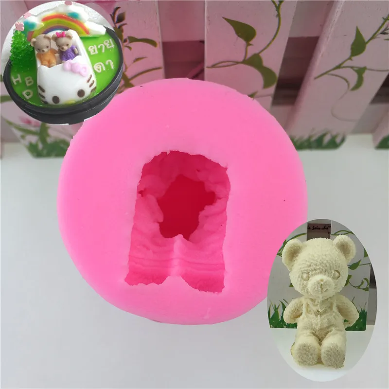 3D Bear Couple Bear Sugar Turning Silica Gel Mold Chocolate Mousse Cake Baking Mold Manual Soap Mold Glue Dropping Tool