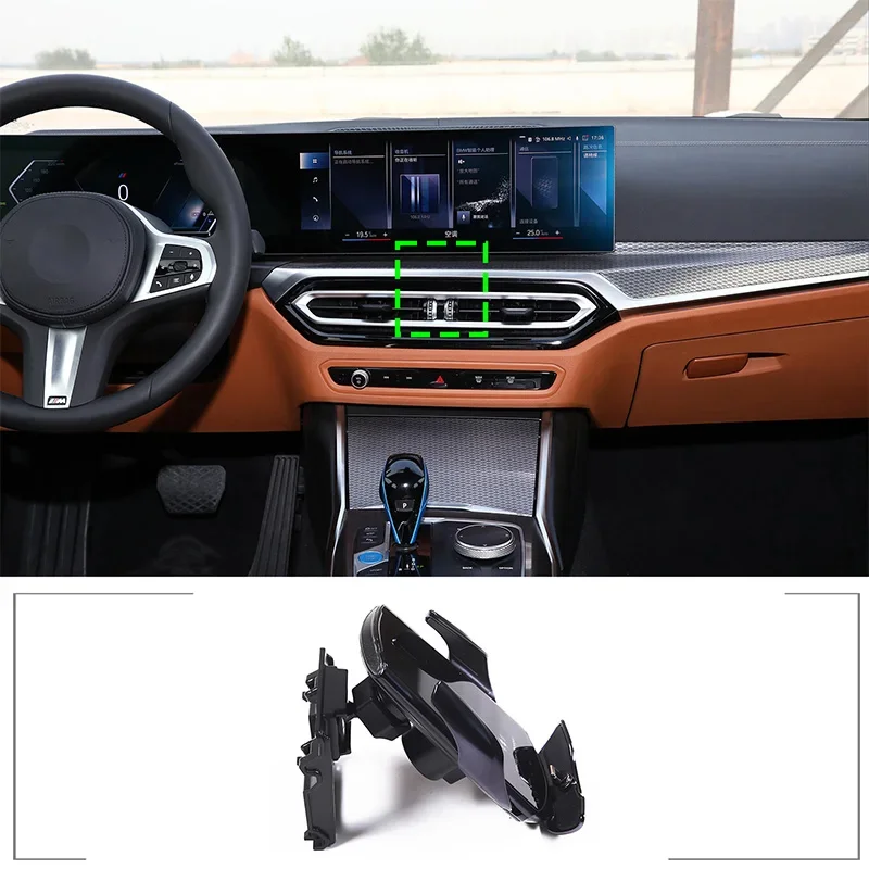 

Wireless Charger Car Phone Holder Mount Stand for BMW 3 Series I3 I4 2022- Adjustable GPS Navigation Mobile Bracket
