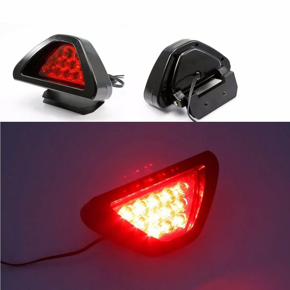 F1 DRL Red 12 LED Rear Tail Stop Fog Triangular Brake Light Stop Safety Lamp Car Motor Fog Lamp LED Rear Tail Stop Light