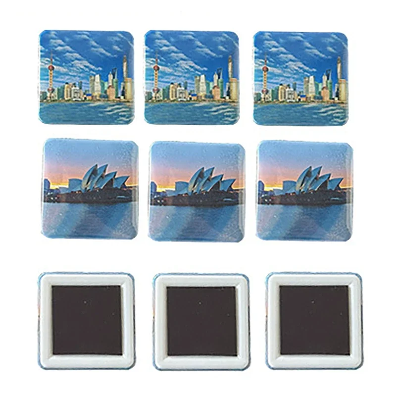 Square Magnets Refrigerator Decorative Badge Button Making Parts 50Set 50x50mm Square Badge Button Making Consumables