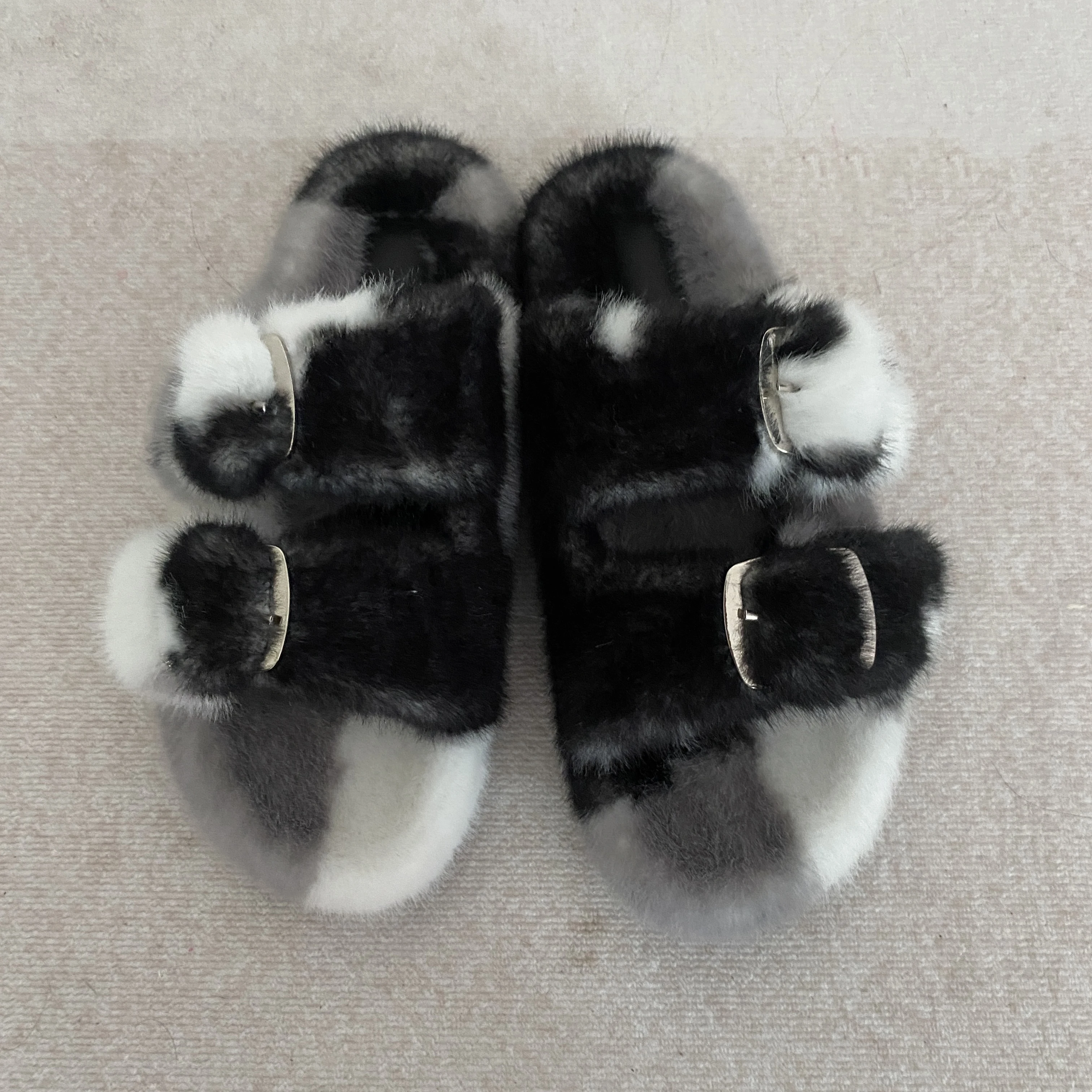 Women's Sandals Slippers Luxury Faux Mink Fur Slipper Mules Shoes for Woman Slides Flats Comfortable Indoor Outdoor Fur Slippers view 6