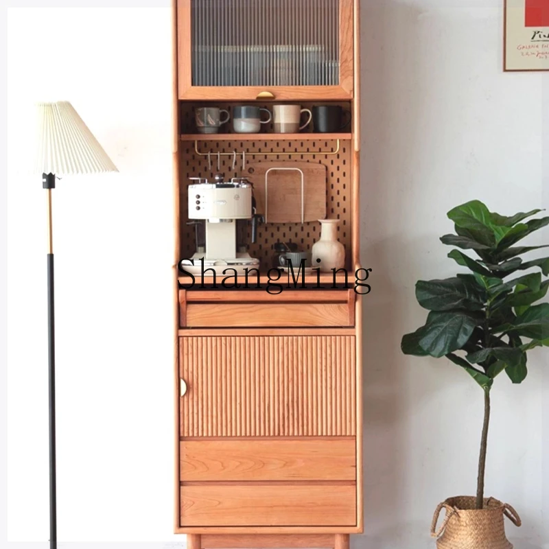

FG tea bar machine cabinet integrated cabinet solid wood hole board dining side cabinet modern simple