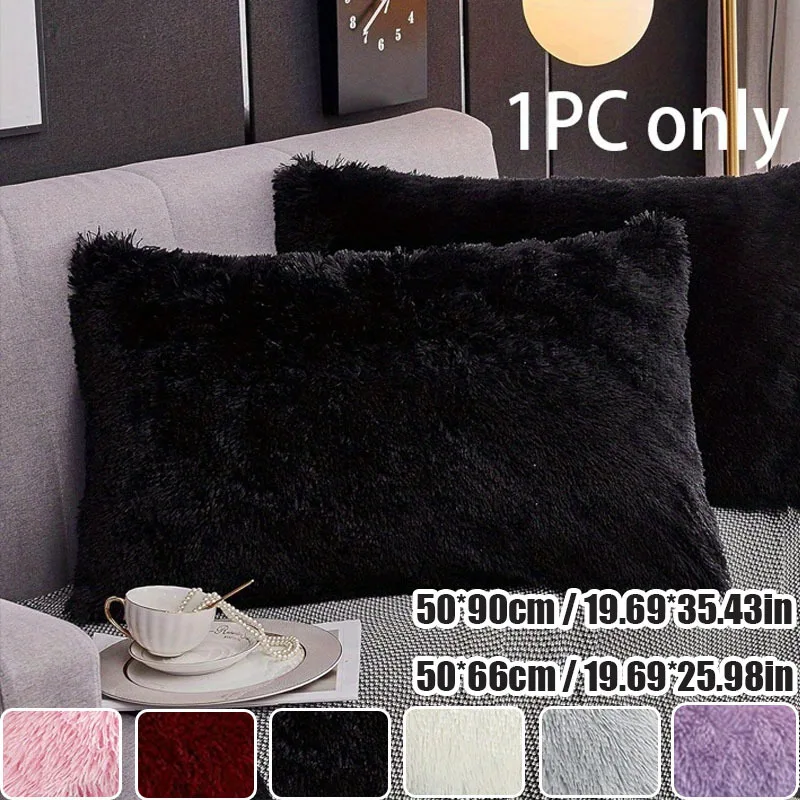 1pc Faux Fur Pillowcases , Velvet Super Soft and Cozy, Wrinkle, Fade, Resistant with Zipper Closure Bed Pillow Cases
