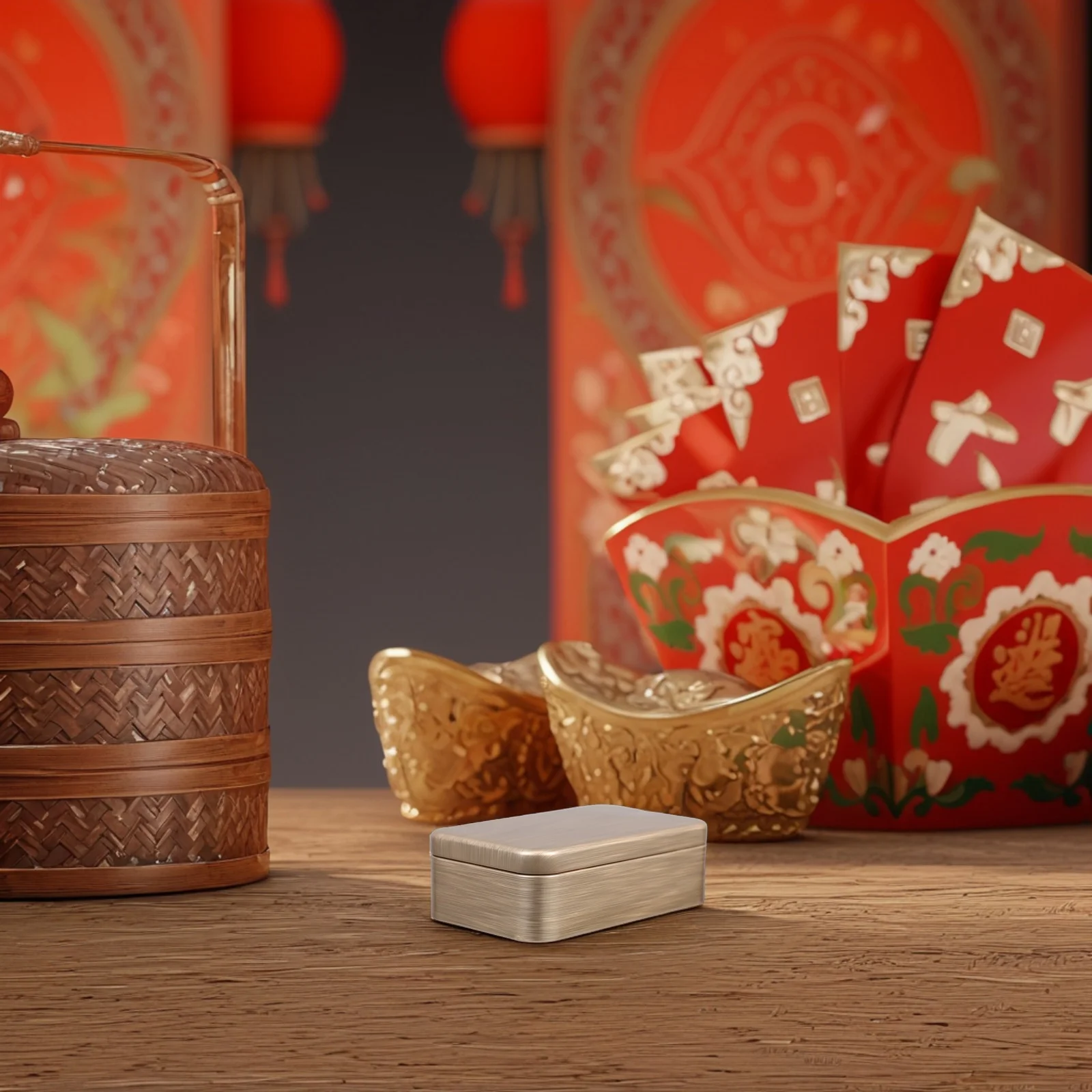 

1pc Chinese Style Tinplate Cookie Box Small Candy Storage Container For Wedding Party Holiday Treats Biscuit Tin Snack Holder