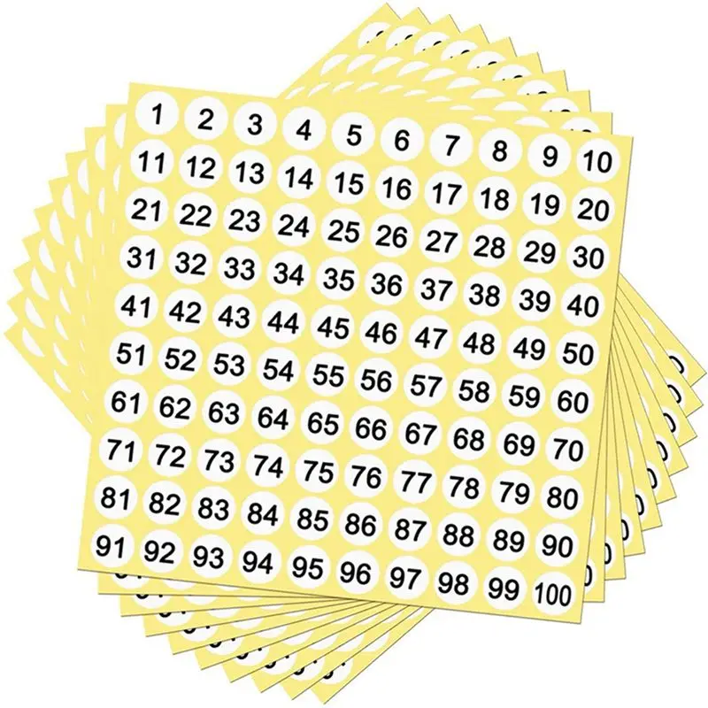 Stylish-400 Sheets Number Labels Stickers 1-100 Numbers Round Stickers 0.4 Inch Small Self-Adhesive Number Labels For Office