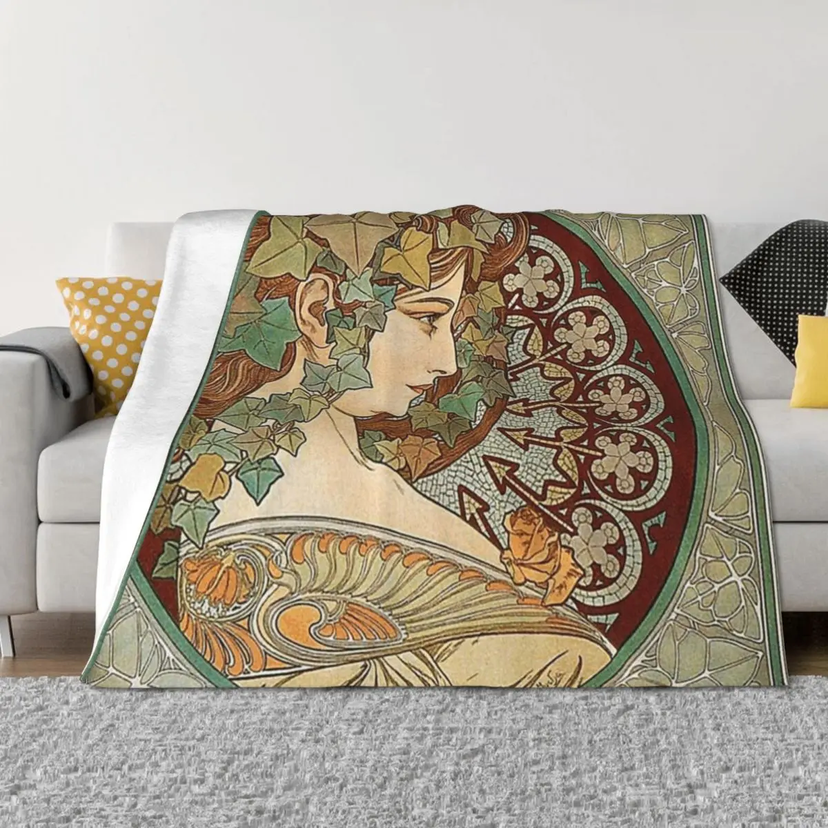 

Laurel - Alphonse Mucha- 1901 Throw Blanket Winter beds Decoratives Luxury Brand warm for winter Blankets