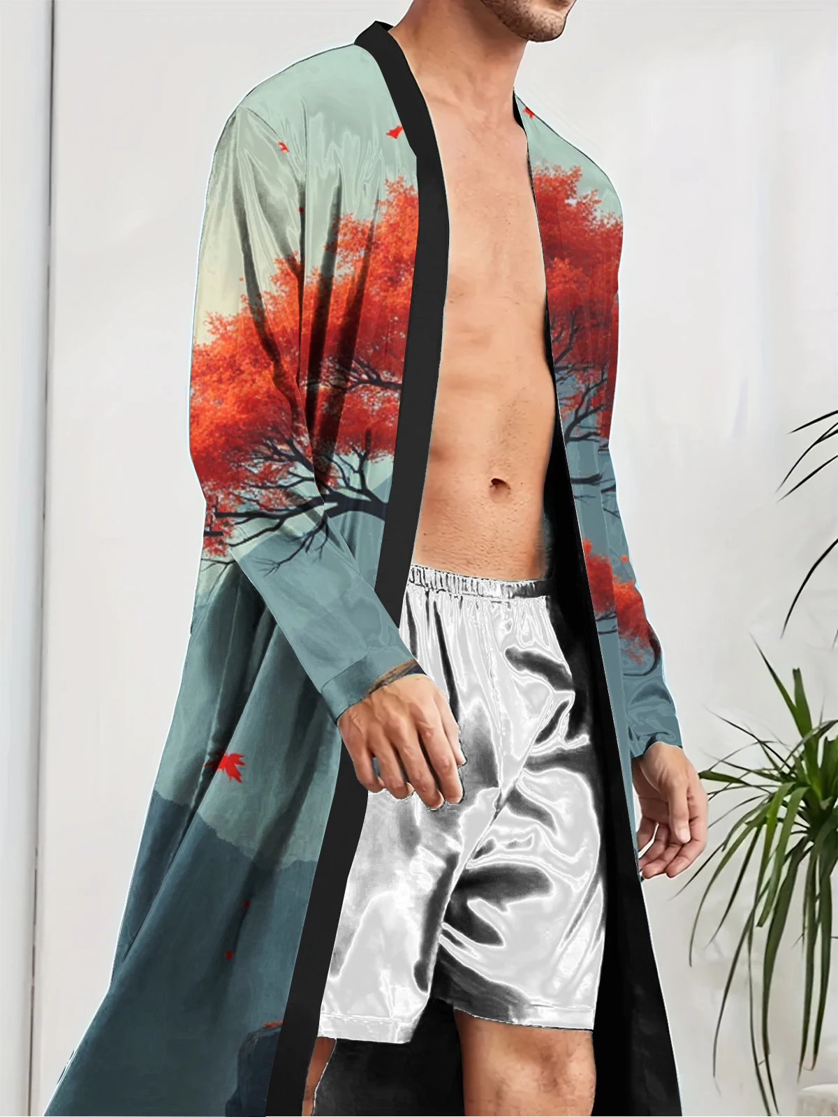 1pcs Men's Robes 2026 Spring/Summer 3D Printed Sleepwear Robes dressing gown Graphic Breathable bath robe sleepwear