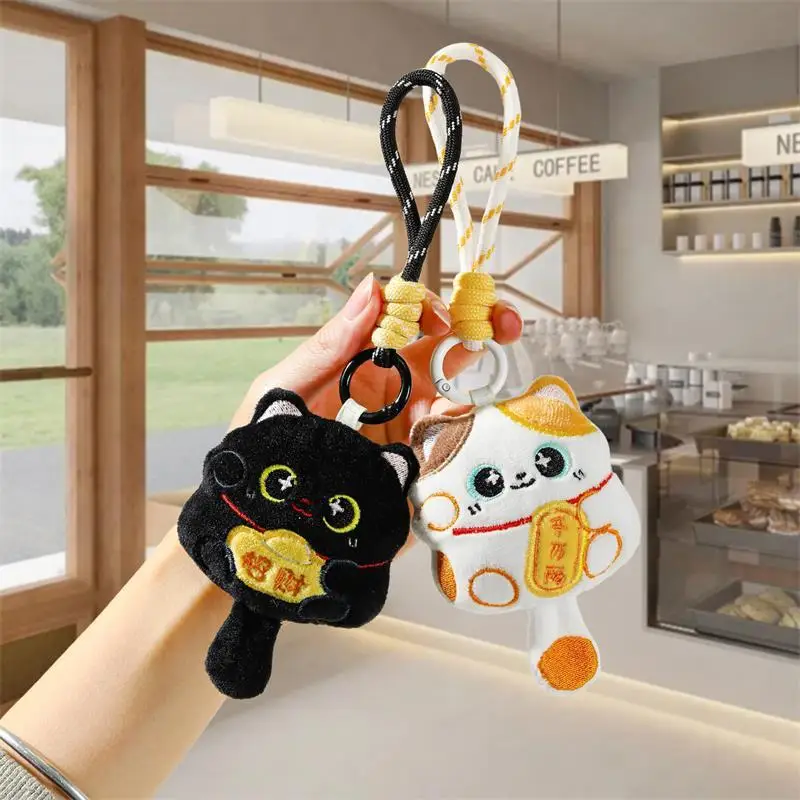 LLavero de peluche de gato de la suerte, llavero de juguete de peluche Maneki Neko para mochila, bolso, llaves de coche, regalo para parejas, 1/2 Uds.