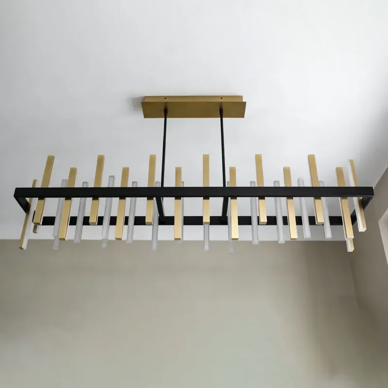 Minimalist Metal LED Pendant Light Ceiling Light Rectangular Dining Room Hanging Kitchen Decor Chandeliers & Pendant Light