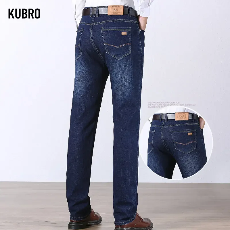 KUBRO-Jeans de printemps en coton pour hommes, pantalons de styliste, style décontracté, droit, surintendant, marque classique