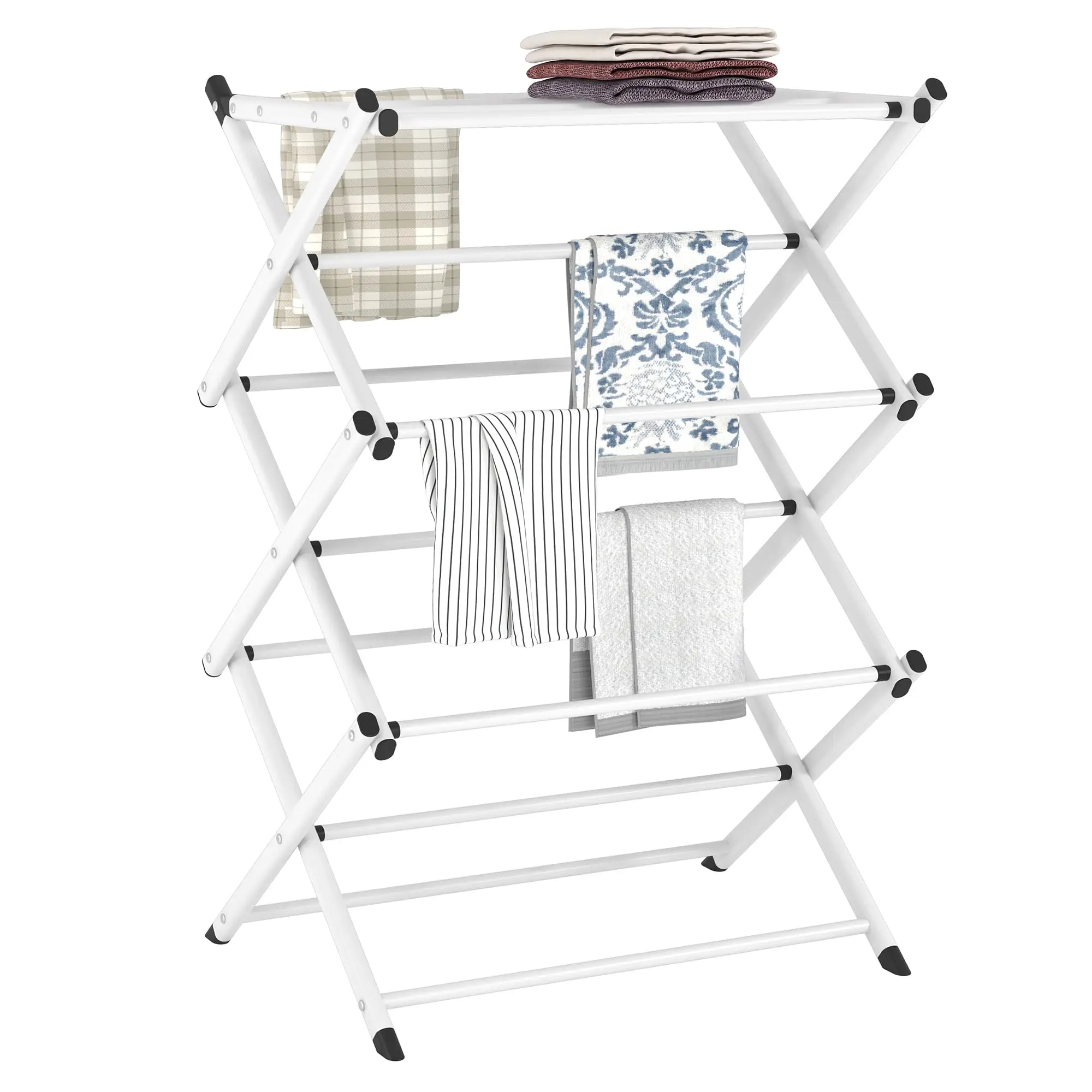 

Indoor Folding Clothes Drying Rack For Laundry Towel Storage White