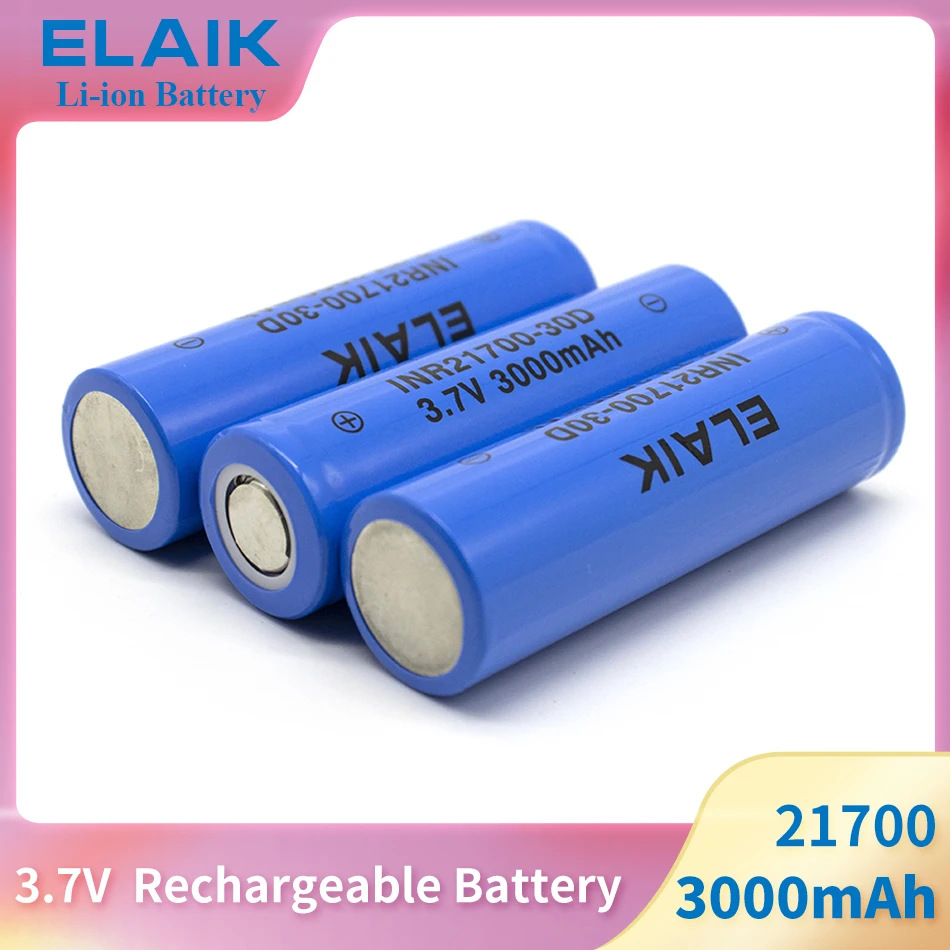 손전등용 고용량 충전식 리튬 이온 배터리, 전동 공구, 자동차 배터리, INR21700, 3000mAh, 3.7V, 6 개