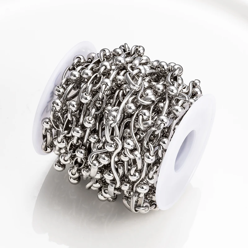 1meter Stainless Steel Double Bead Ruyi Chain For Jewelry Making Supplies DIY Fashion Necklace Bracelet Connect  Accessories