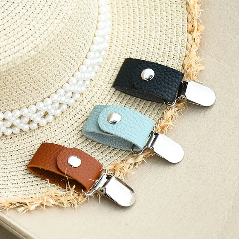 PU Leather Hat Clip for Travel on Bag Backpack Luggage Colorful Hat Holder Clip Multifunctional Duck Clasps Outdoor Accessory