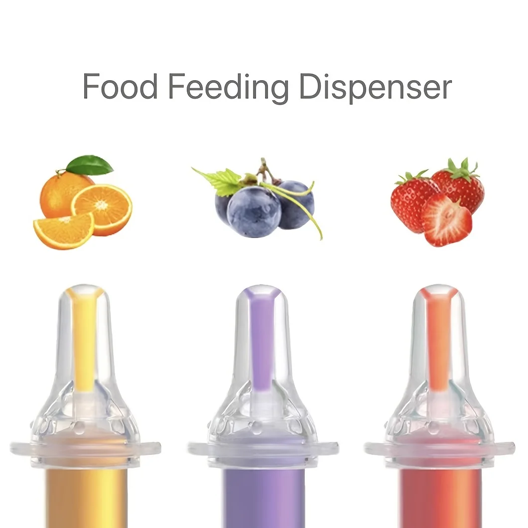 3pcs/Pack Silicone Baby Feeder, Feeding Syringe Dropper Juice Liquid Feeder Nipple Medicine Feeder with Measuring Cup