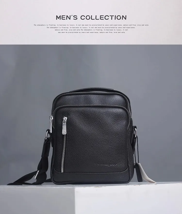 

Men's Genuine Leather Crossbody Bag - Full-Grain Leather, Commuter Style, Large Capacity, Casual Design
