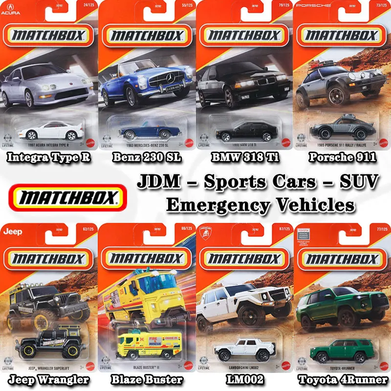 Matchbox 1:64 Diecast Alloy Car Model,BMW 318 Toyota 4Runner Jeep Recon, Collectible Toy Car for Boys Hobby Gift 30782-26H Batch
