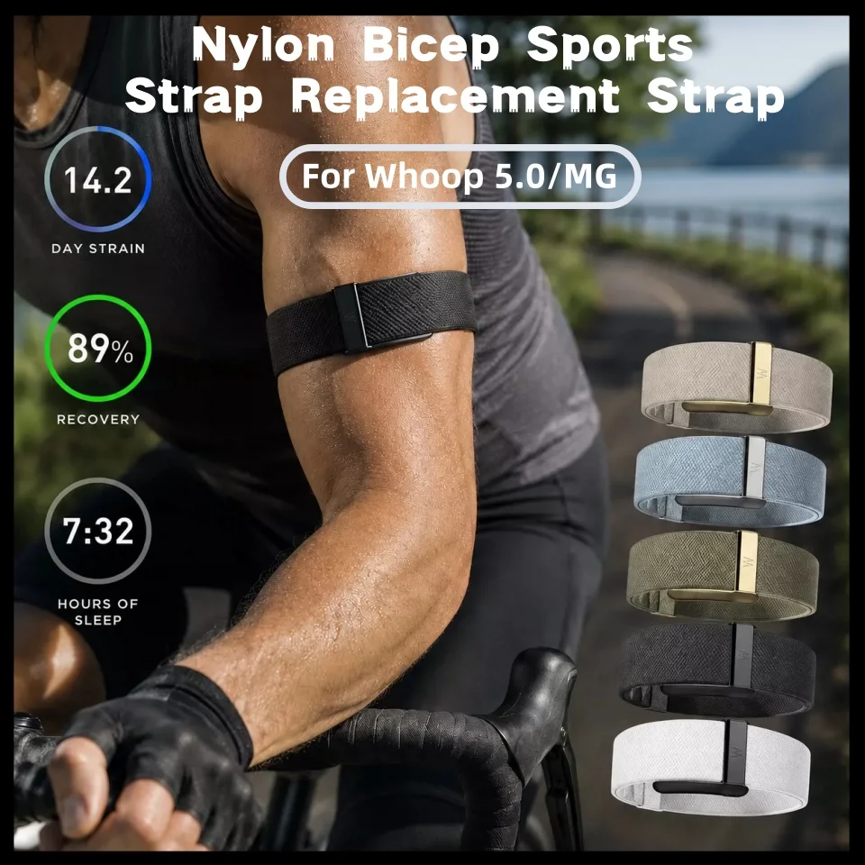 Breathable Adjustable Nylon Bicep Arm Strap Sports Replacement Wristband For Whoop 5.0/MG Fitness Tracker Workout Accessories